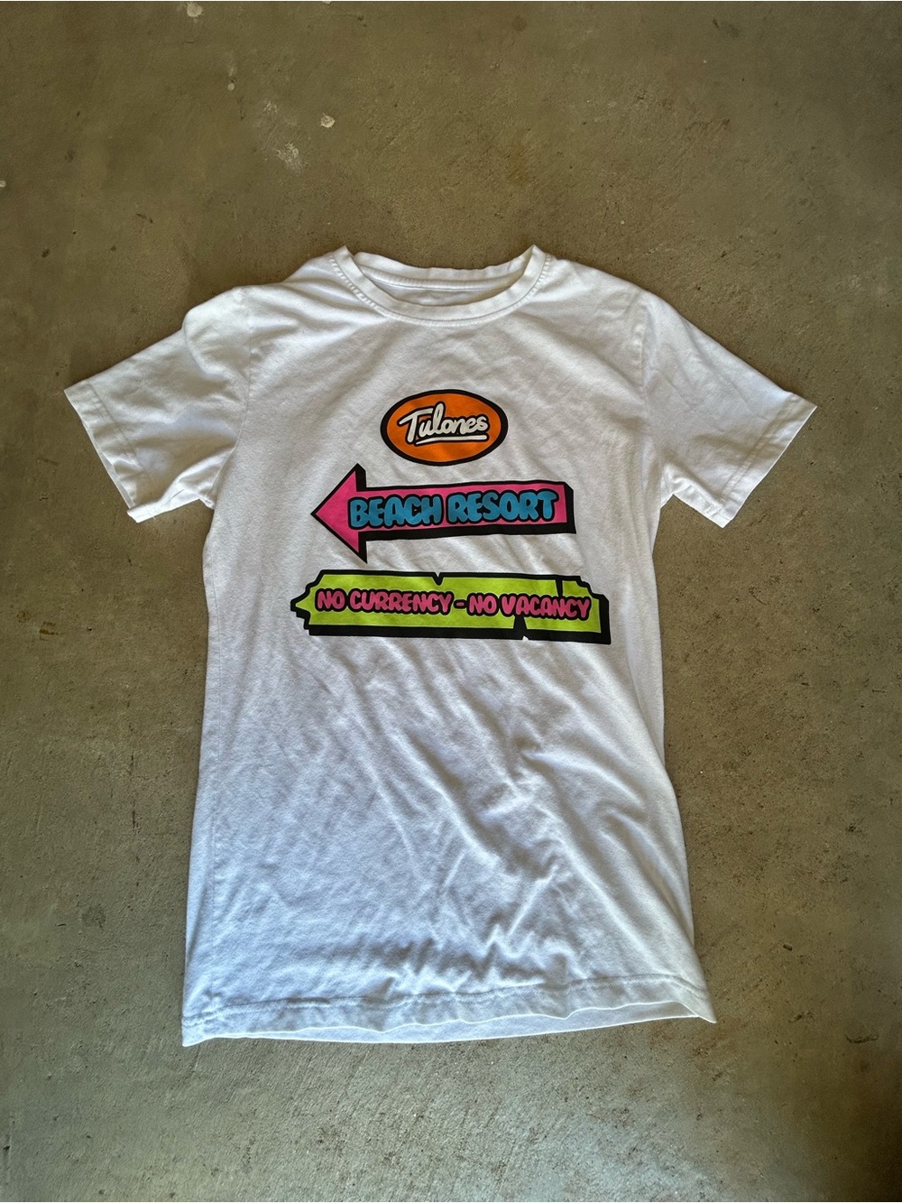 White Short Sleeve Tee - Beach Resort Graphic